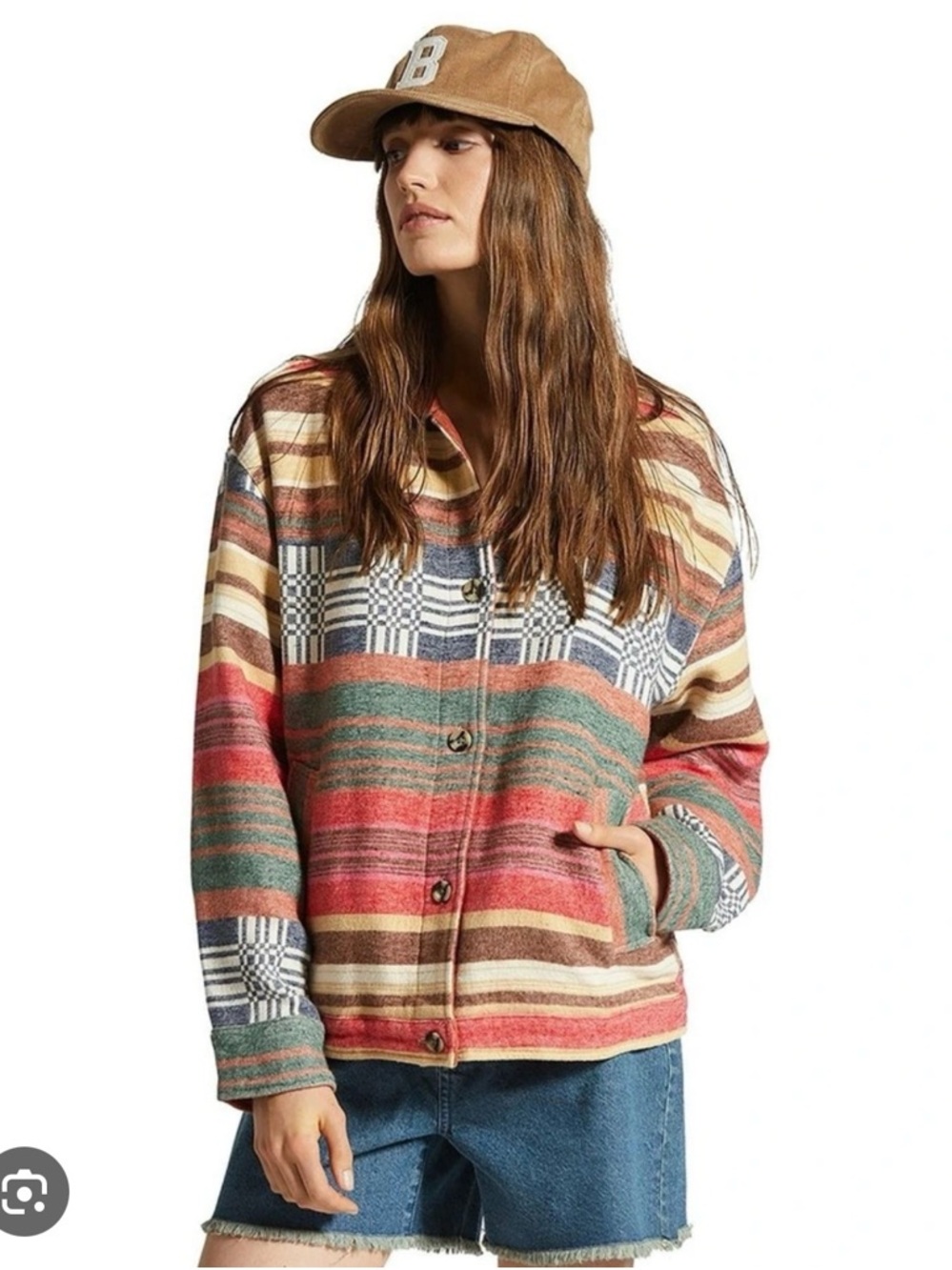 Brixton Benito Rust Collar Striped Southwestern Jacket Medium